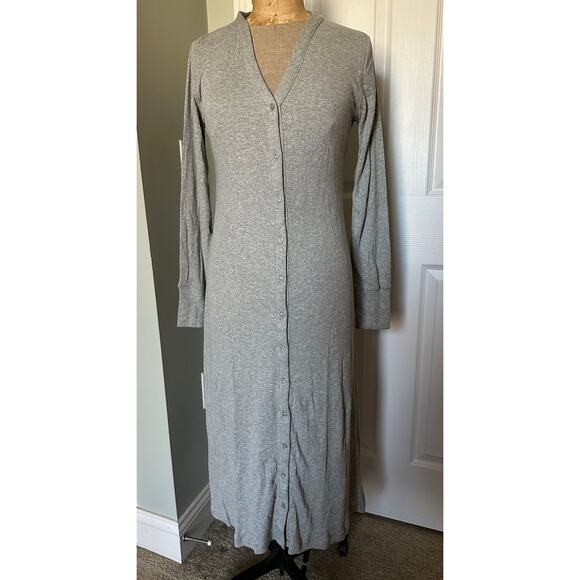 J. Crew gray ribbed button front midi dress womens Sz large new  Long sleeve - Picture 3 of 16
